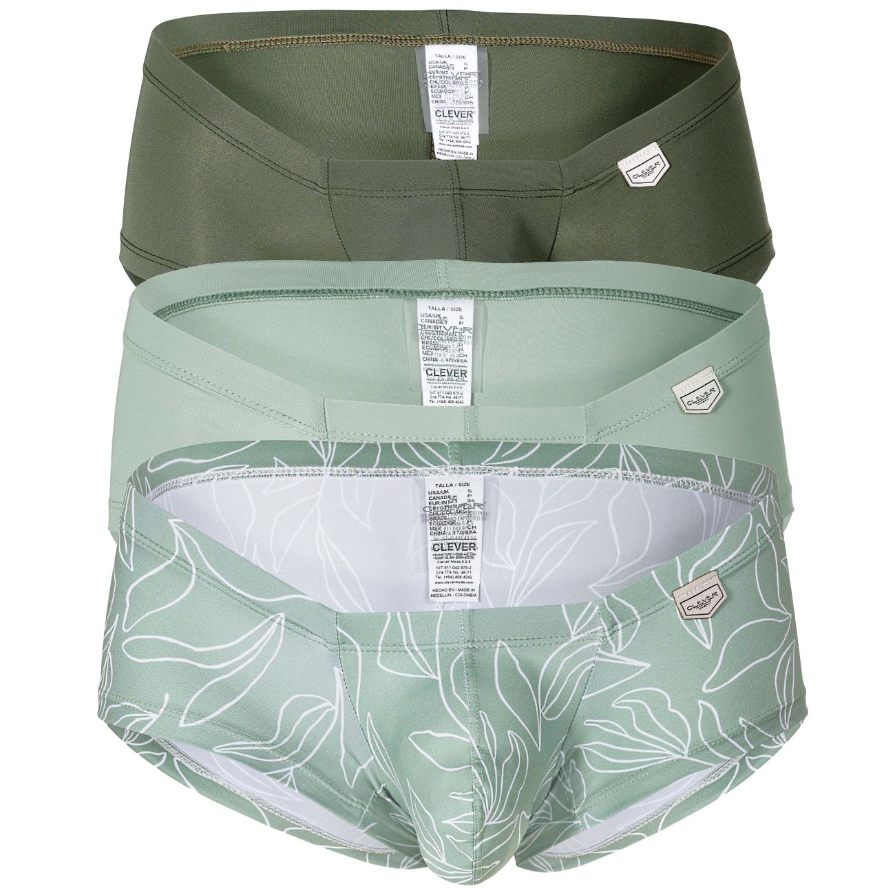 Mens Underwear: Clever 229934 3PK Australian Latin Trunks - Picture 8 of 8